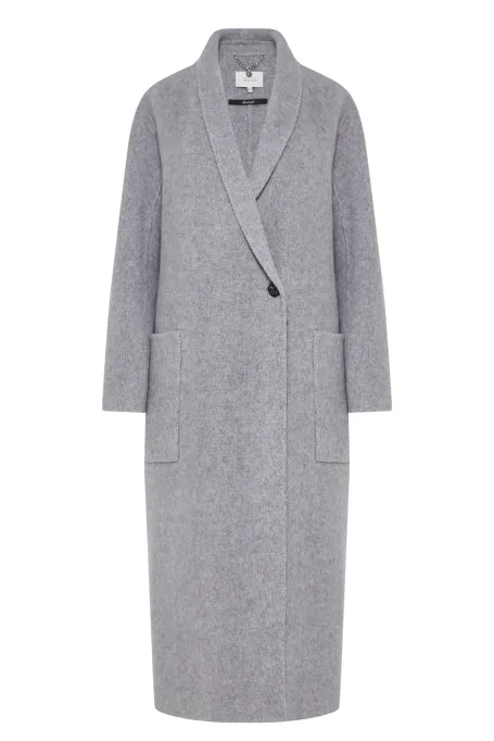 Grauer Doubleface-Mantel mit Alpakabeimischung