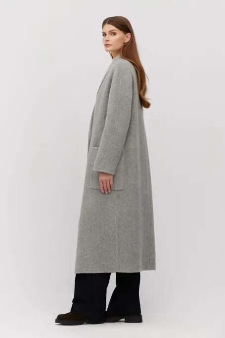 Grauer Doubleface-Mantel mit Alpakabeimischung