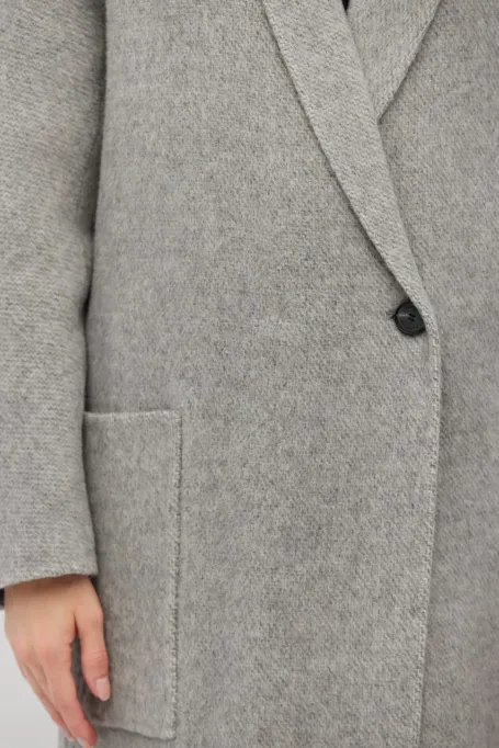 Grauer Doubleface-Mantel mit Alpakabeimischung
