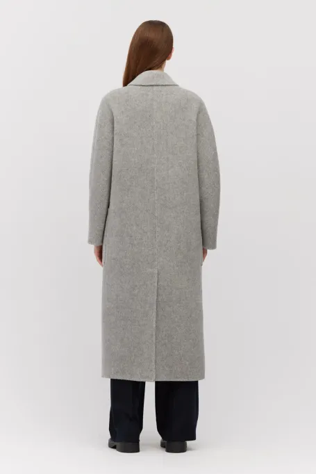 Grauer Doubleface-Mantel mit Alpakabeimischung