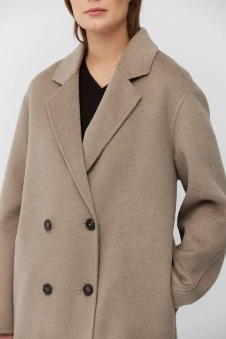 Doubleface-Mantel aus Wolle, Kaschmir und Seide