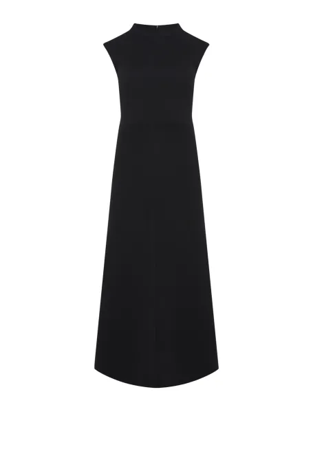 Schwarzes Kleid aus Lammwolle