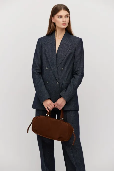Dunkelblauer Blazer zum Anzug mit Leinen und Kaschmir