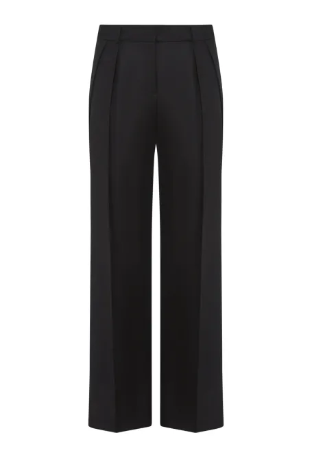 Schwarze Wollhose mit weitem Bein - Patrizia Aryton