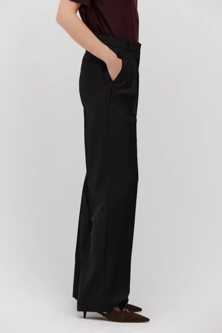 Schwarze Wollhose mit weitem Bein - Patrizia Aryton