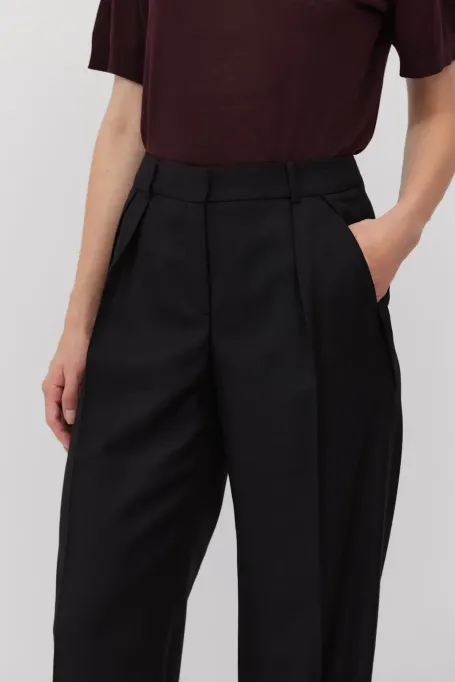 Schwarze Wollhose mit weitem Bein - Patrizia Aryton