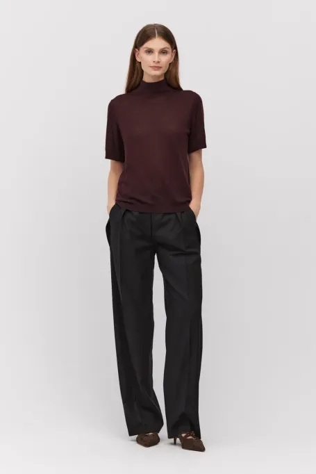 Schwarze Wollhose mit weitem Bein - Patrizia Aryton