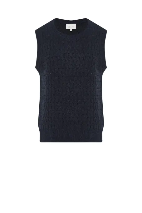Dunkelblaue Weste mit Merinowolle