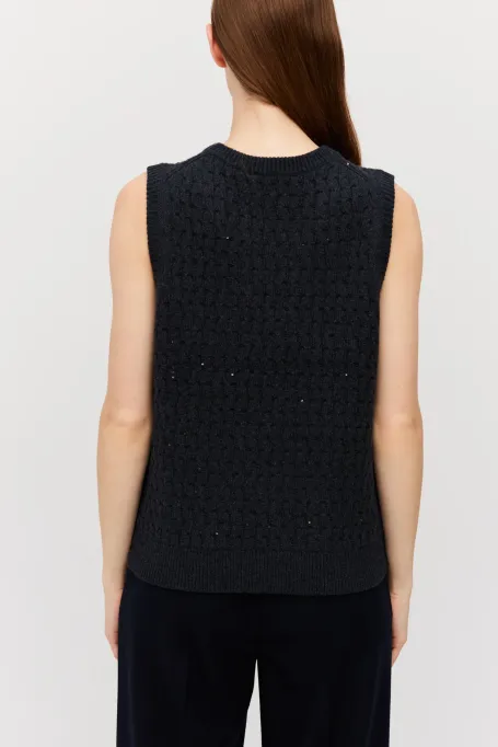 Dunkelblaue Weste mit Merinowolle