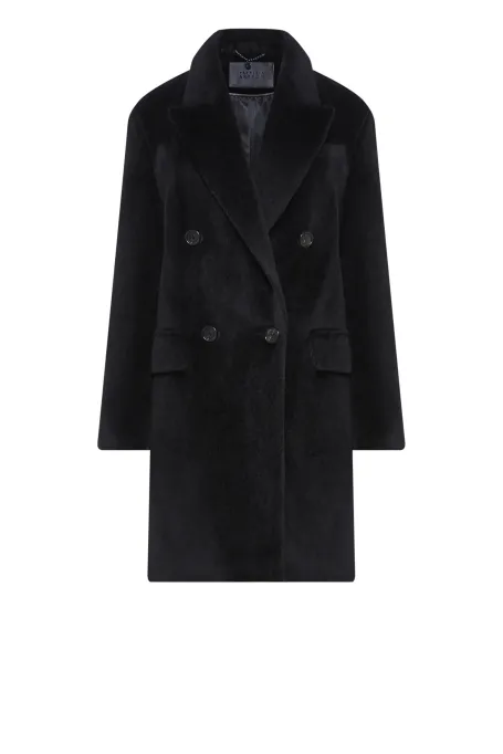 Schwarze Jacke mit Baby-Suri-Alpakawolle