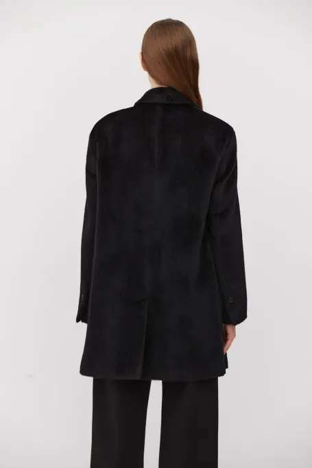 Schwarze Jacke mit Baby-Suri-Alpakawolle