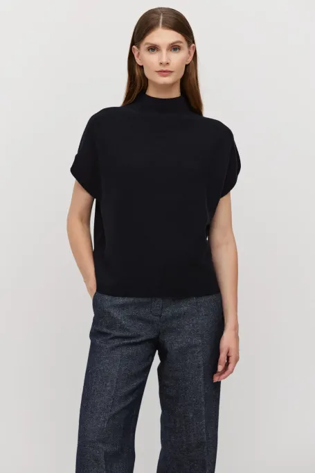 Wollbluse mit Halbrollkragen