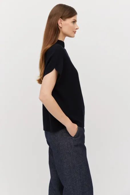 Wollbluse mit Halbrollkragen