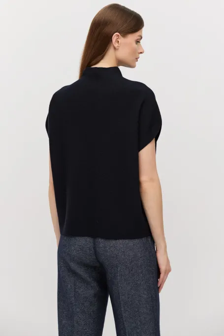 Wollbluse mit Halbrollkragen