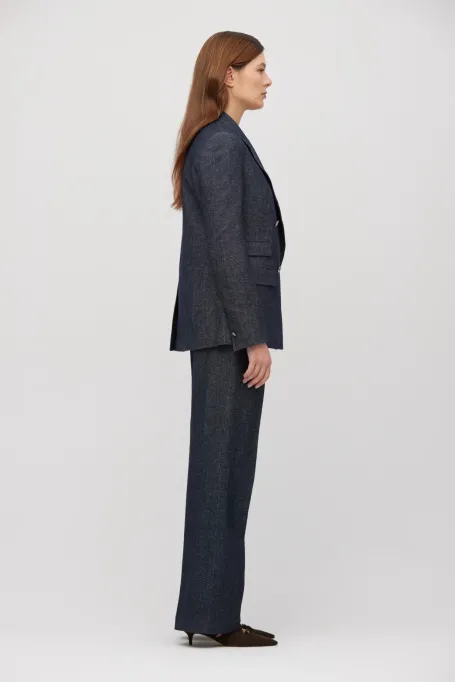 Dunkelblauer Blazer zum Anzug mit Leinen und Kaschmir