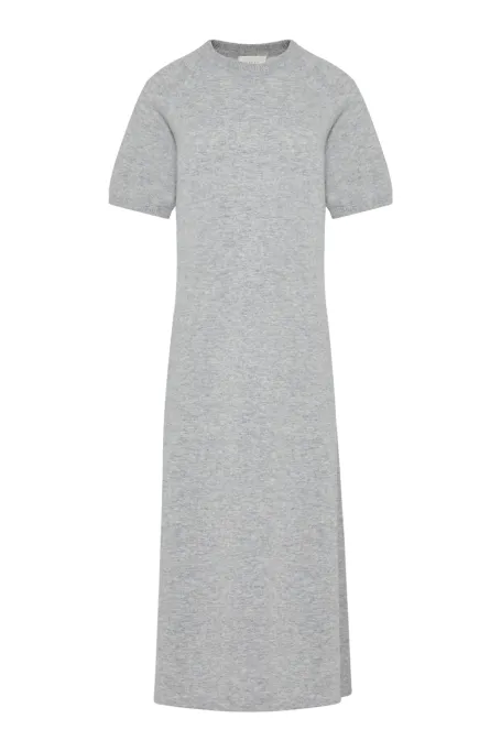Graues Midikleid aus Merinowolle und Kaschmir