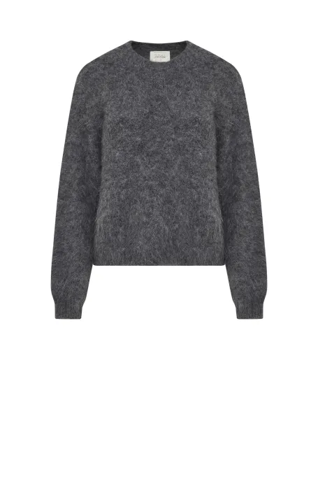 Grauer Pullover mit Alpaka-Wolle