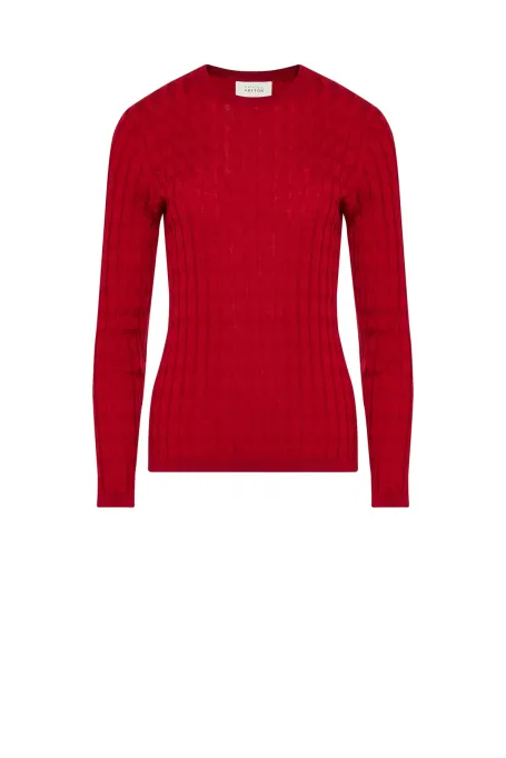 Bluse mit Zopfmuster aus Merinowolle