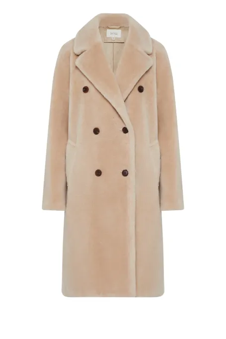 Midi-Mantel aus Teddybärwolle