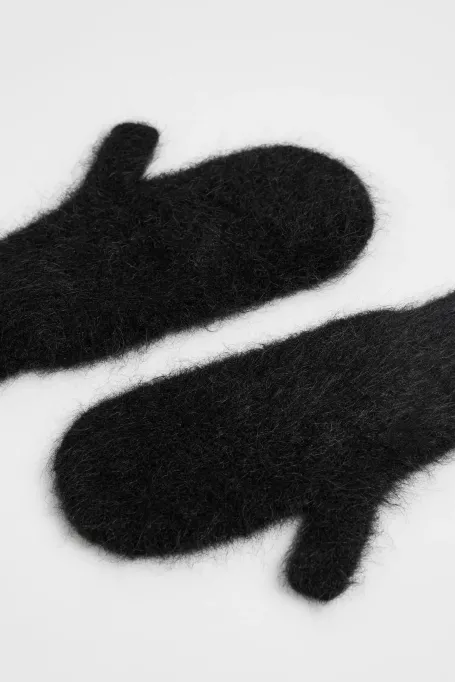 Schwarze Handschuhe mit Suri-Alpakawolle