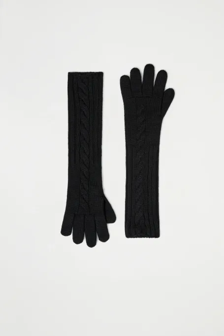 Lange Handschuhe aus Merinowolle