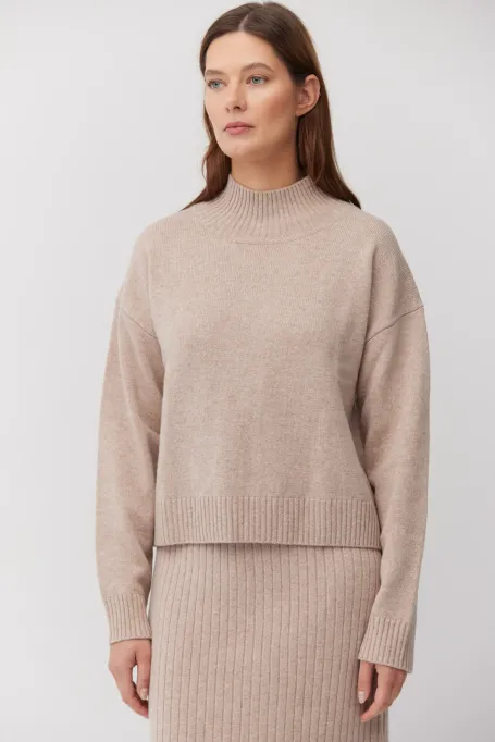 Pullover mit Stehkragen aus Merinowolle