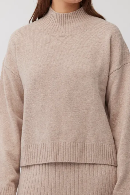 Pullover mit Stehkragen aus Merinowolle