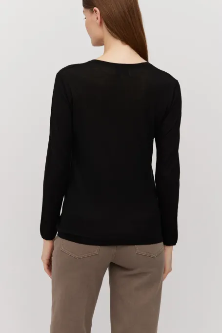 Schwarzes Merinowoll-Top Schwarzes Merinowoll-Top