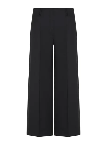 Schwarze Culotte-Hose mit Wolle