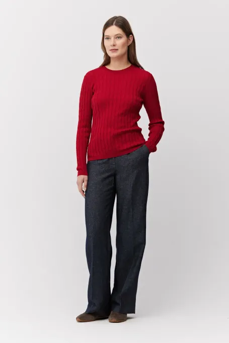 Bluse mit Zopfmuster aus Merinowolle