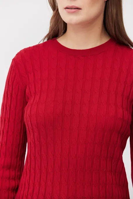 Bluse mit Zopfmuster aus Merinowolle