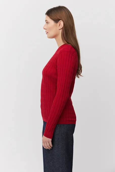 Bluse mit Zopfmuster aus Merinowolle