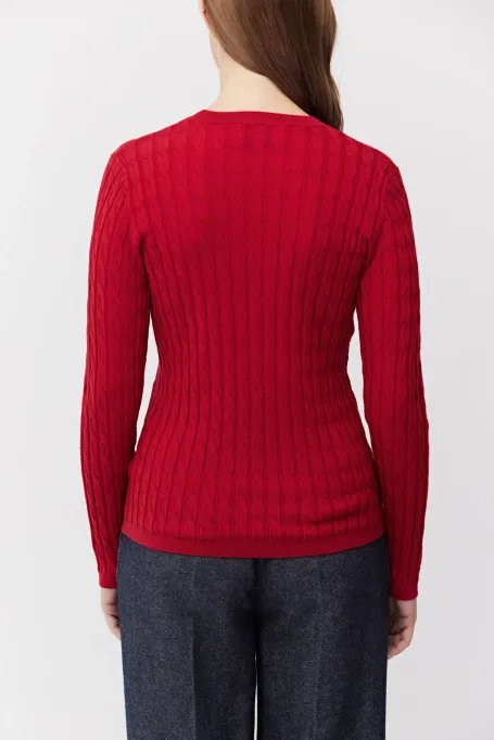 Bluse mit Zopfmuster aus Merinowolle