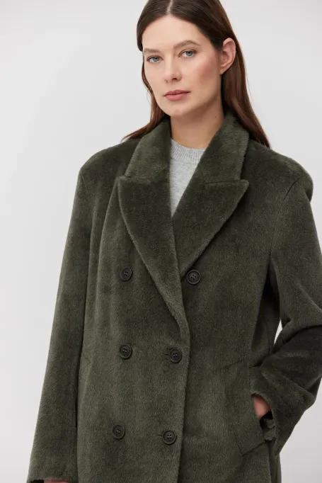 Zweireihiger Mantel aus Baby-Suri-Alpaka