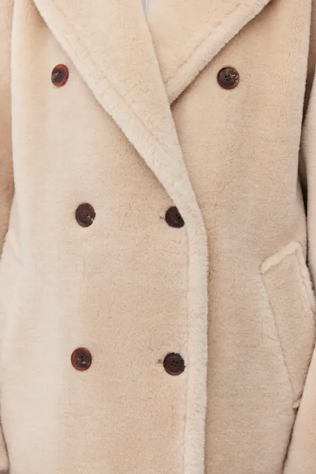 Midi-Mantel aus Teddybärwolle