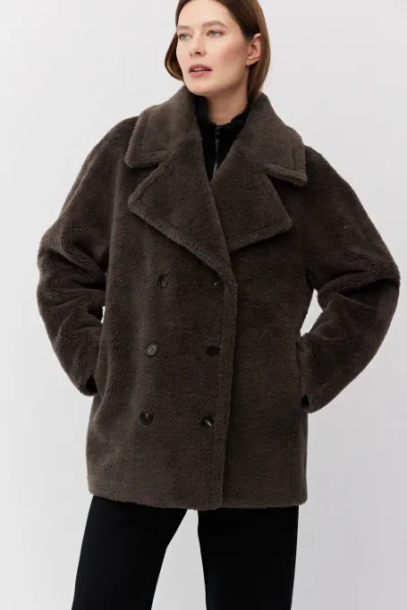 Braune Jacke aus Teddybärwolle