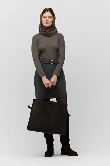 Große Tasche aus Veloursleder