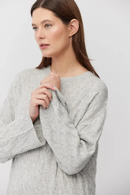 Strickkleid mit Zopfmuster aus Merinowolle und Kaschmir