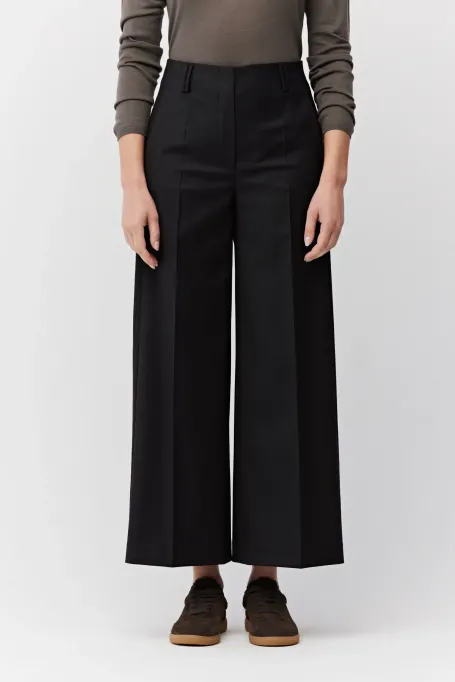 Schwarze Culotte-Hose mit Wolle - Patrizia Aryton