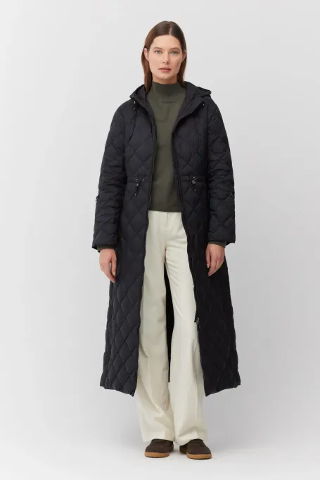 Langer Daunenparka mit Kapuze