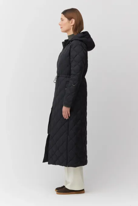 Langer Daunenparka mit Kapuze