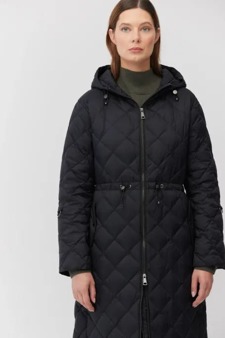Langer Daunenparka mit Kapuze