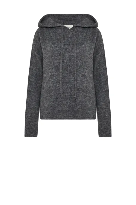 Graues Kapuzen-Sweatshirt mit Baby-Alpakawolle