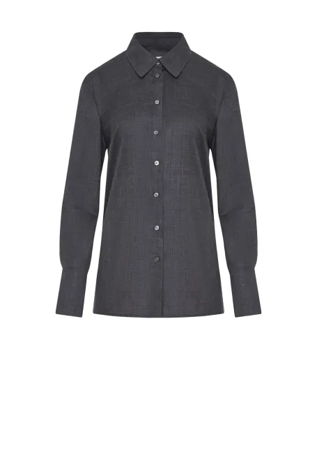 Graues Wollhemd mit breiten Manschetten - Patrizia Aryton Graues Wollhemd mit breiten Manschetten - Patrizia Aryton