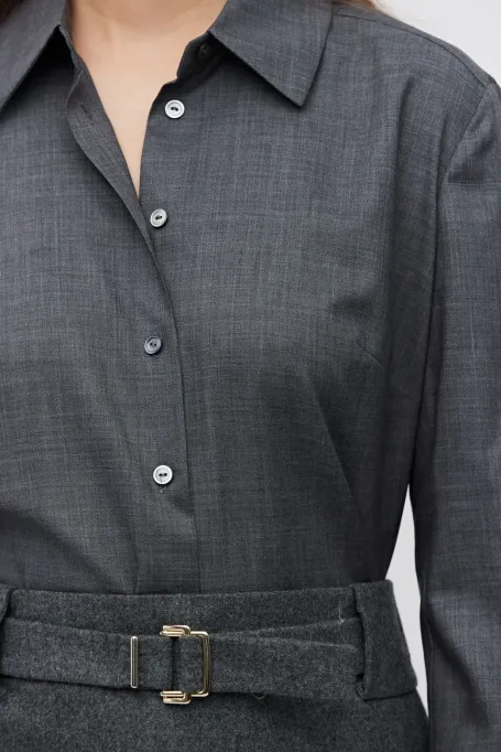 Graues Wollhemd mit breiten Manschetten - Patrizia Aryton Graues Wollhemd mit breiten Manschetten - Patrizia Aryton