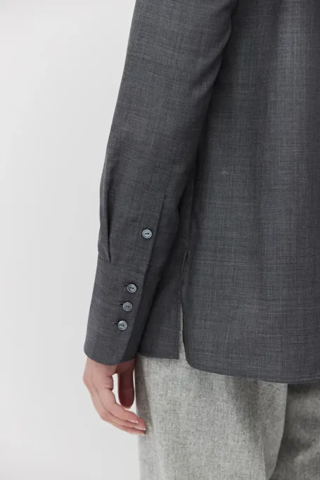 Graues Wollhemd mit breiten Manschetten - Patrizia Aryton Graues Wollhemd mit breiten Manschetten - Patrizia Aryton