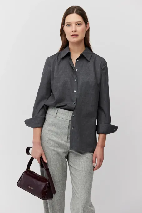 Graues Wollhemd mit breiten Manschetten - Patrizia Aryton