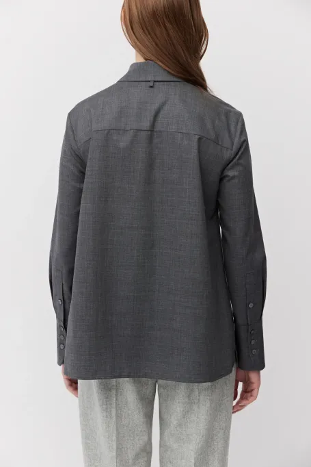 Graues Wollhemd mit breiten Manschetten - Patrizia Aryton Graues Wollhemd mit breiten Manschetten - Patrizia Aryton