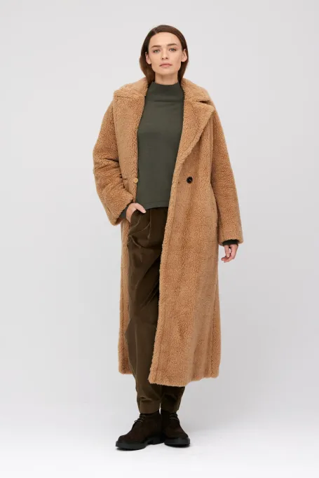 Camel Teddy-Mantel mit Kamelwolle und Seide