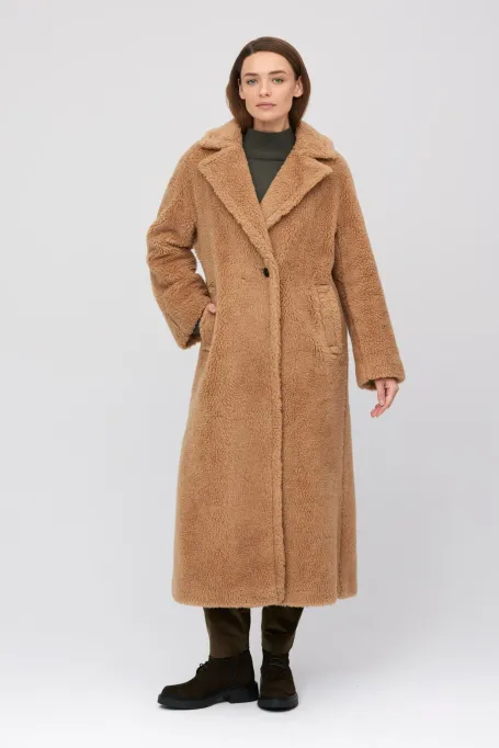 Camel Teddy-Mantel mit Kamelwolle und Seide